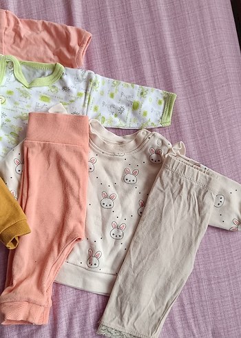 Uzun Kollu Düğmeli Bebek Kız Takımı Pembe - Görsel 5