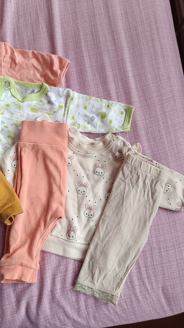 Uzun Kollu Düğmeli Bebek Kız Takımı Pembe - Görsel 5