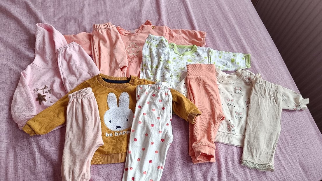 Uzun Kollu Düğmeli Bebek Kız Takımı Pembe - Görsel 3