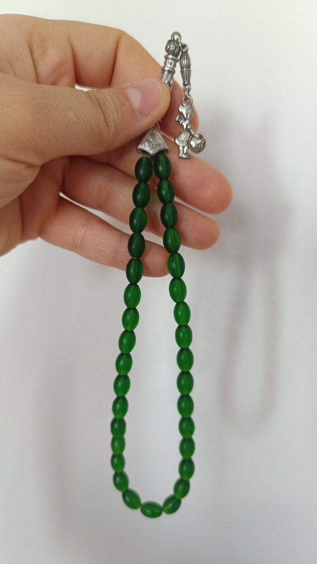 Yeşil Mat kehribar Erkek Tesbih - Görsel 3