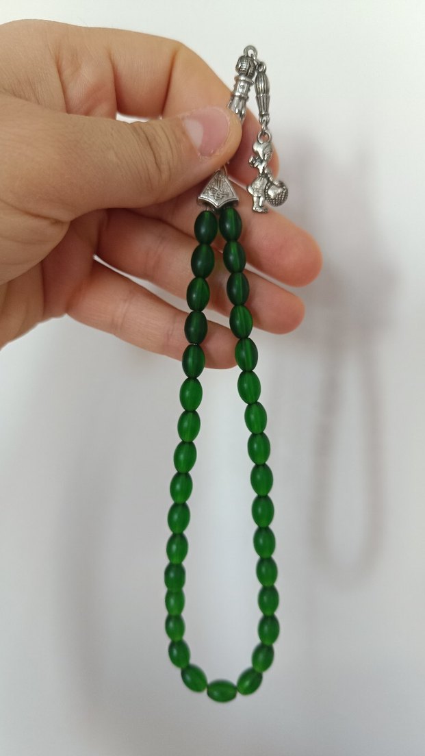 Yeşil Mat kehribar Erkek Tesbih - Görsel 2