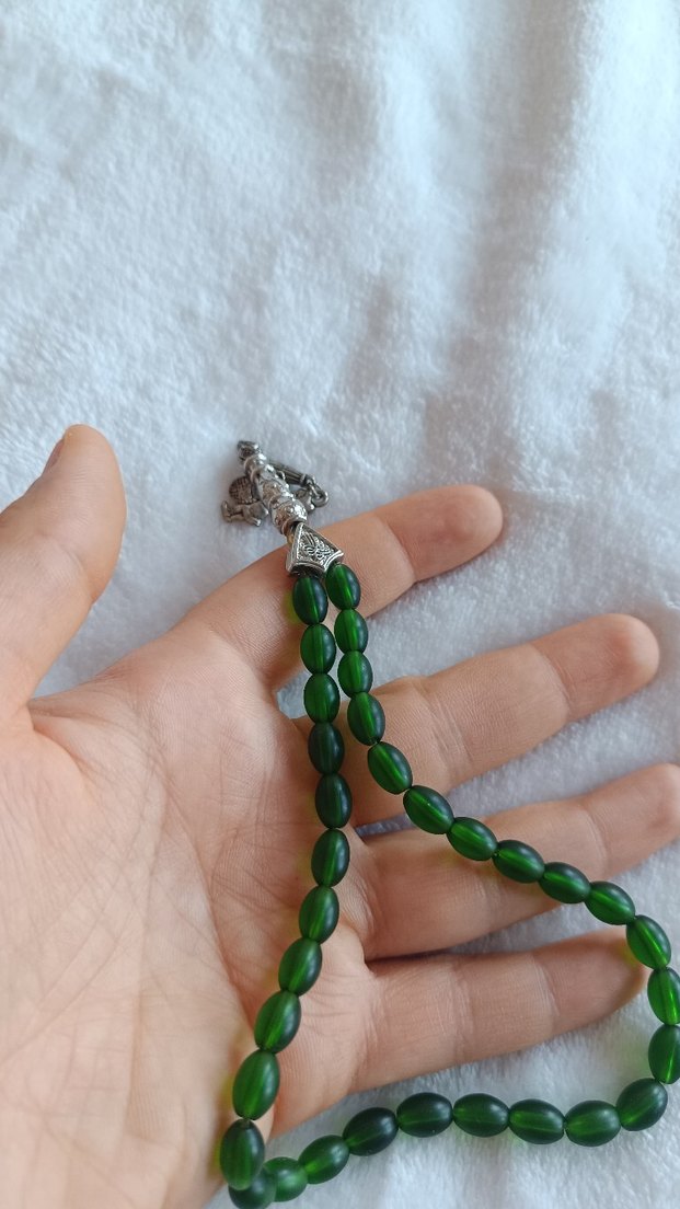 Yeşil Mat kehribar Erkek Tesbih - Görsel 5