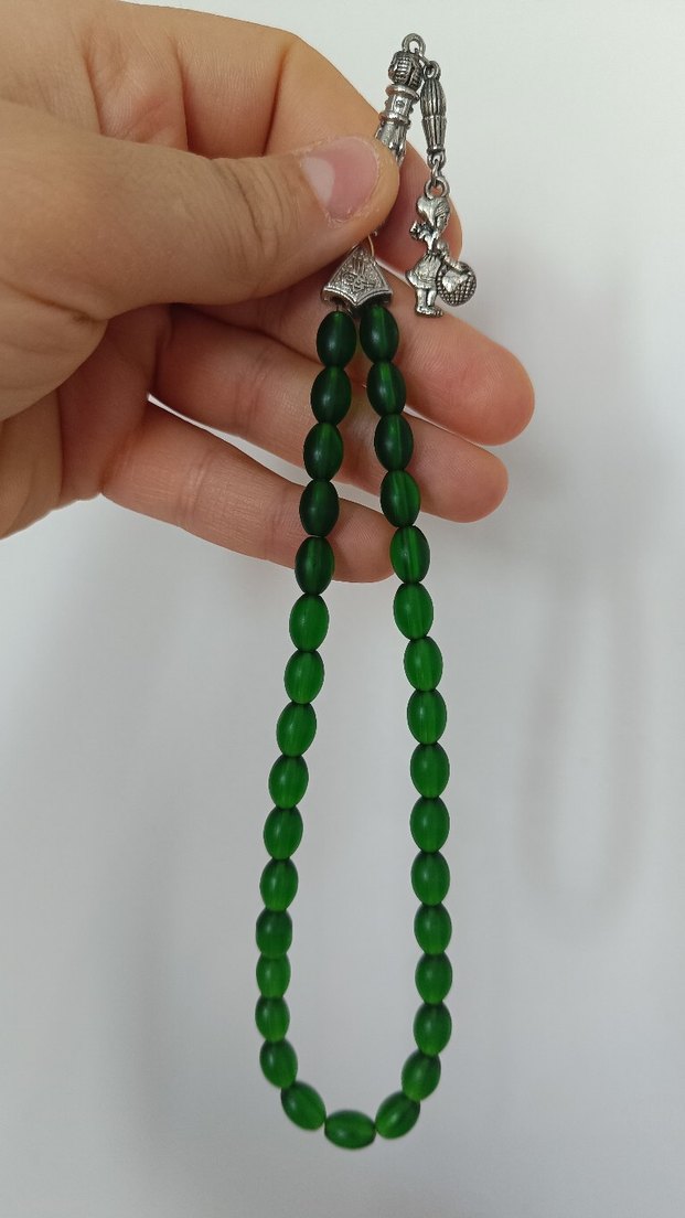 Yeşil Mat kehribar Erkek Tesbih - Görsel 4