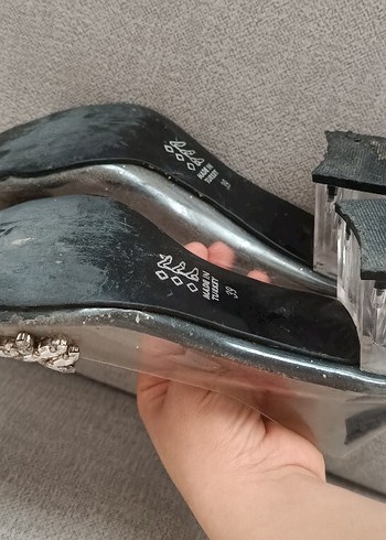 Gri Sequinsli Yüksek Topuklu Kadın Abiye Ayakkabı - Görsel 3