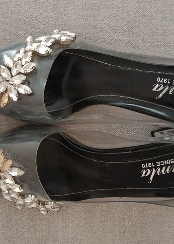 Gri Sequinsli Yüksek Topuklu Kadın Abiye Ayakkabı - Görsel 4