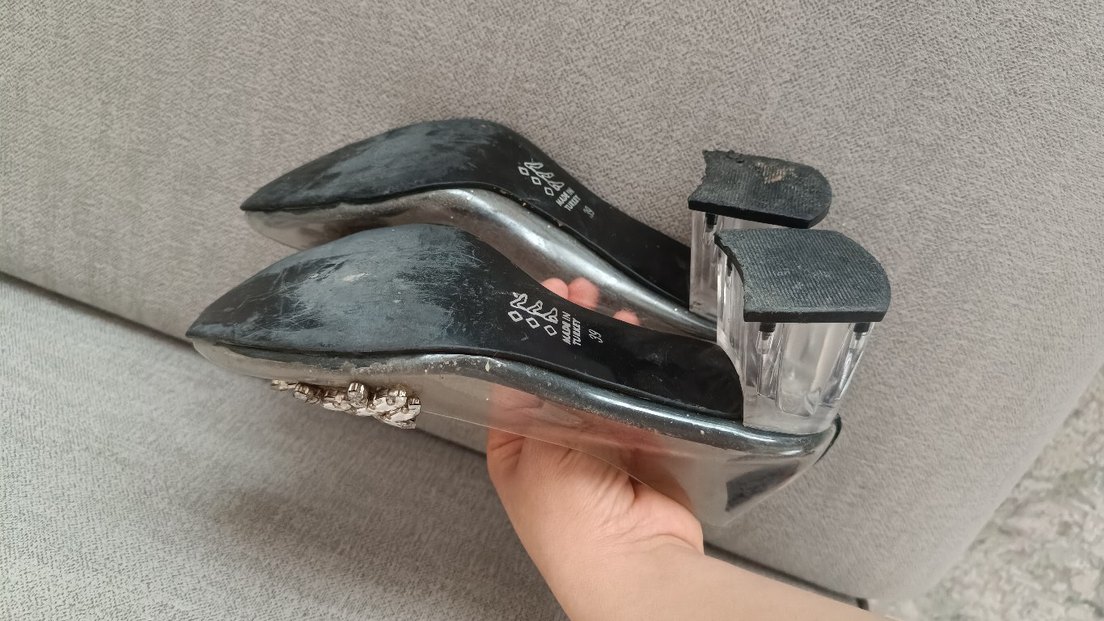 Gri Sequinsli Yüksek Topuklu Kadın Abiye Ayakkabı - Görsel 3