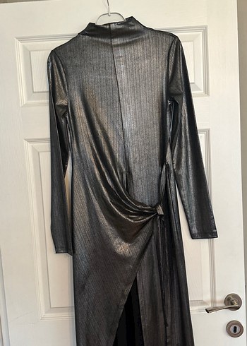 Uzun Siyah Drapeli Gotik Elbise - Görsel 5