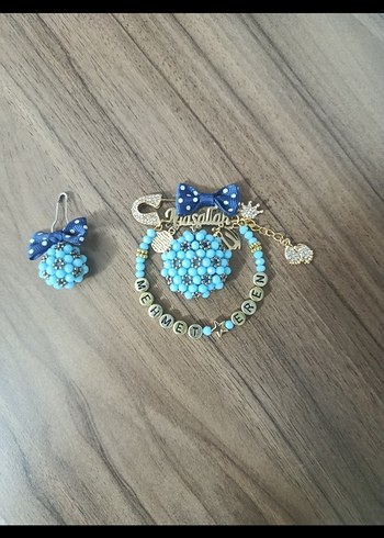 Boncuklu Turkuaz Bohem Broş - Görsel 2