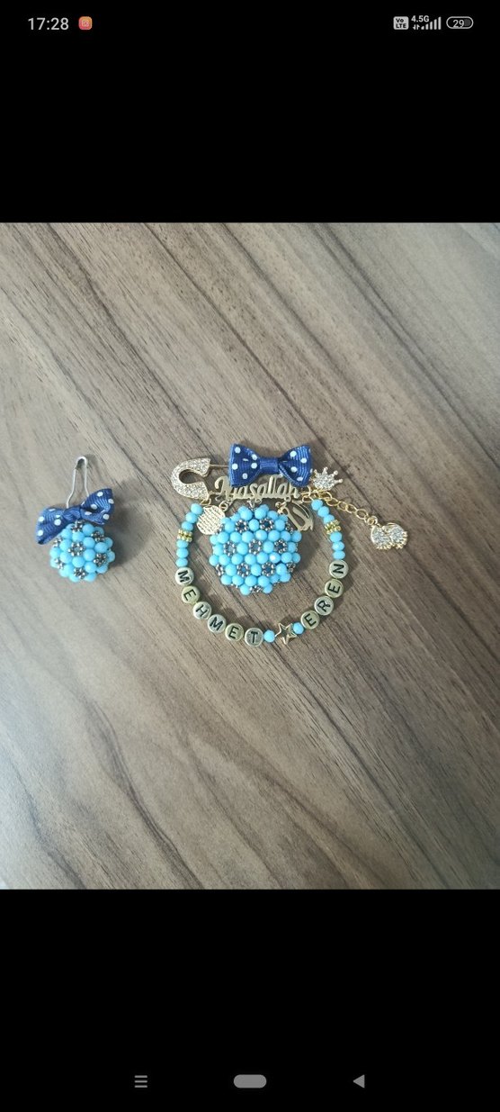 Boncuklu Turkuaz Bohem Broş - Görsel 2