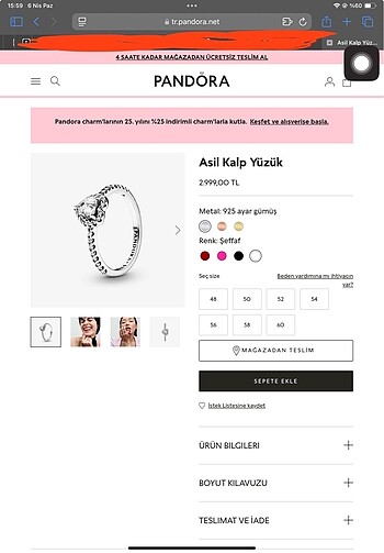 Pandora Pandora yüzük