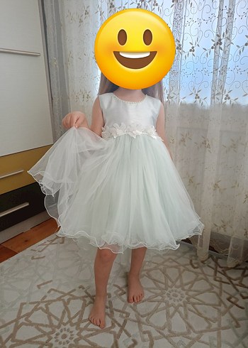 mint yeşili Kolsuz Kız Çocuk Elbisesi