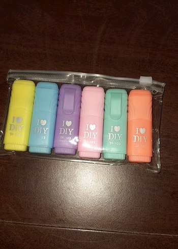 Pastel Renkli Mini Fosforlu Kalem Seti