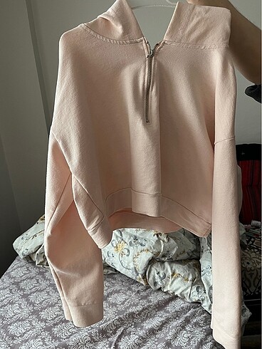 açık pembe kısa ince kumaş sweat
