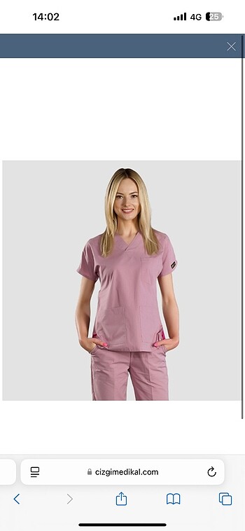 Çizgi medikal gül kurusu scrubs