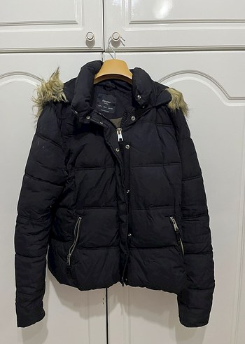 Kürk Detaylı Siyah Kadın Kışlık Mont - Görsel 3