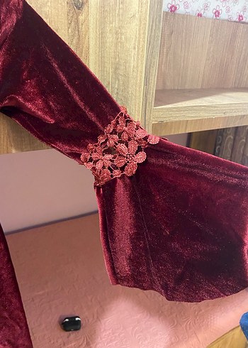 11-12 Yaş Beden bordo Renk Çocuk elbisesi