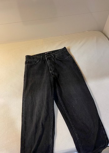 Zara Gri Midi Boy Bol Kesim Kadın Kot Pantolon