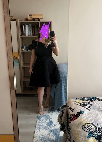 Siyah Straplez Mini Kokteyl Elbisesi - Görsel 3