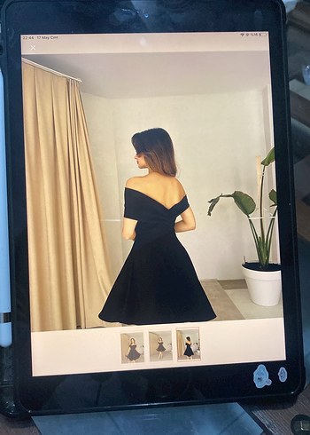 Siyah Straplez Mini Kokteyl Elbisesi - Görsel 2