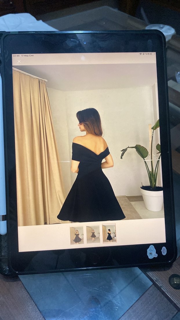 Siyah Straplez Mini Kokteyl Elbisesi - Görsel 2