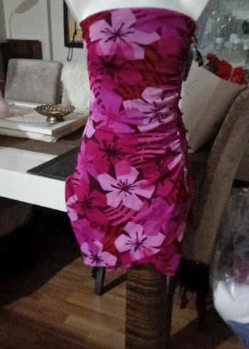 Diğer made in USA Pembe Straplez Drapeli Midi Kalem Elbise