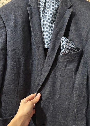 Düğmeli Gri Erkek Blazer Ceket - Görsel 2