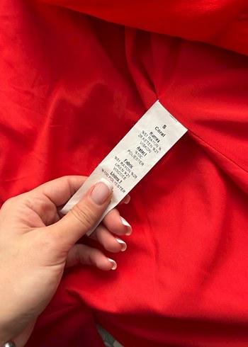 Düğmeli Kırmızı Keten Kadın Blazer Ceket - Görsel 4