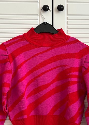 Trendyol & Milla Pembe Zebra Desenli Örgü Kadın Kazak