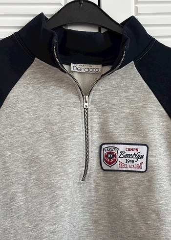 s Beden gri Renk Gri Baskılı Fermuarlı Mini Sweatshirt