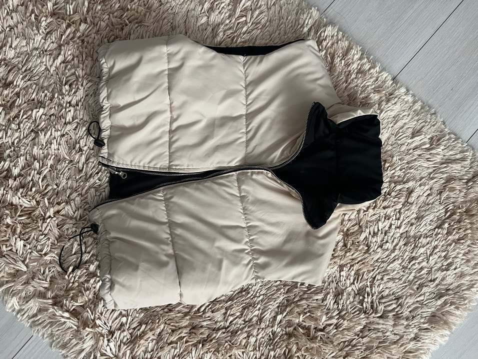 Siyah Yüksek Yakalı çift taraflı yelek mont - Görsel 2