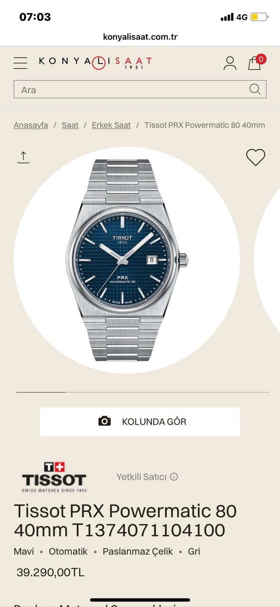 Tissot Erkek  PRX powermatic 80 40mm Orjinal saat - Görsel 5