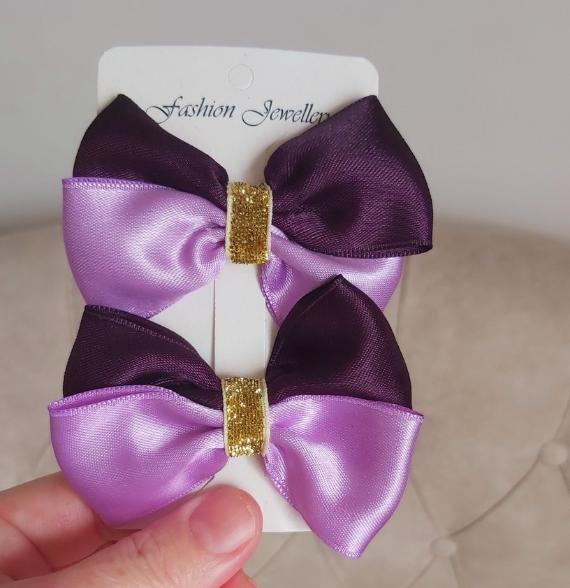 Mor Parlak Fiyonk Saç Tokası Seti - Görsel 2