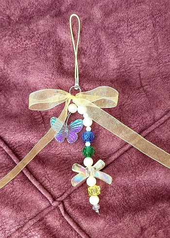 Boncuklu Çok Renkli Kelebek Charm - Görsel 2