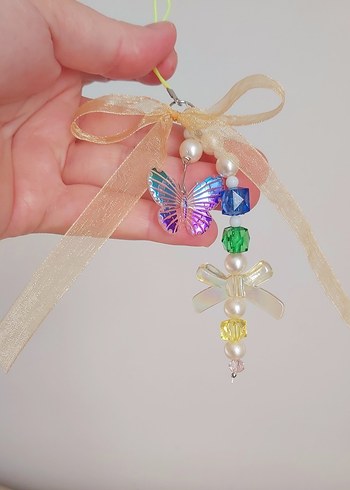 Boncuklu Çok Renkli Kelebek Charm - Görsel 3