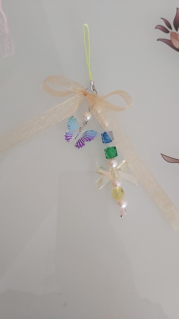 Boncuklu Çok Renkli Kelebek Charm - Görsel 4