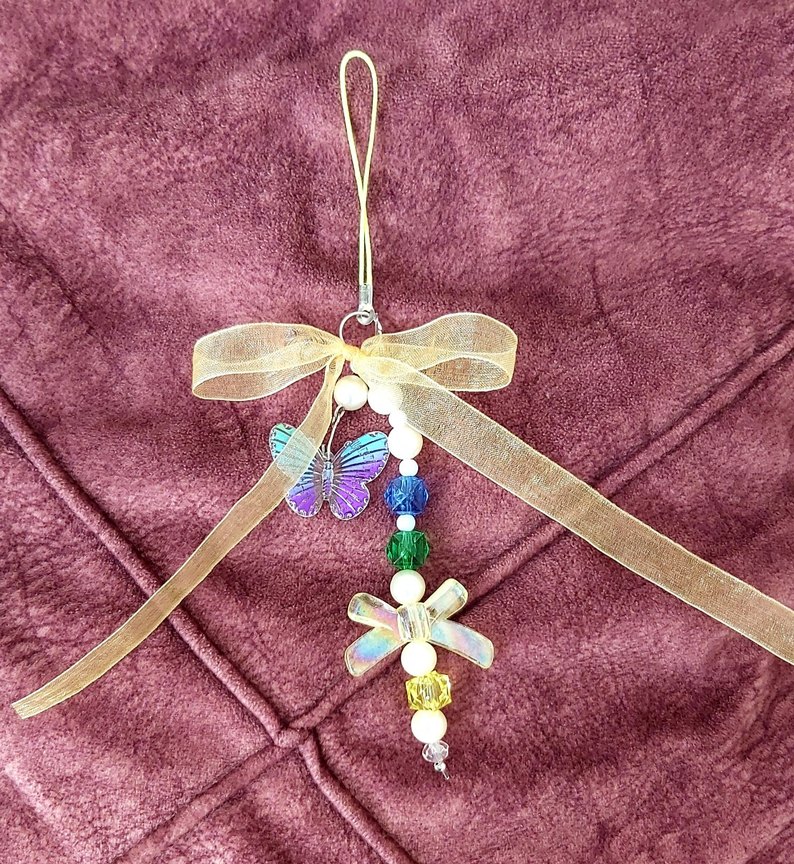 Boncuklu Çok Renkli Kelebek Charm - Görsel 2