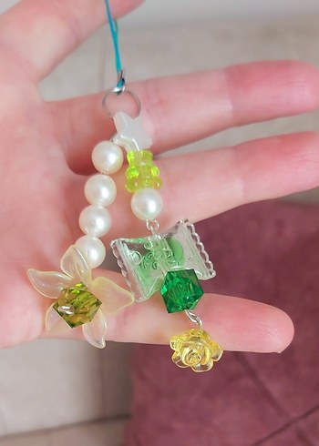 Boncuklu Pastel Yeşil Bohem Çiçek Charm - Görsel 2