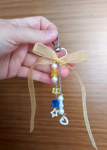 Altın Renkli Bohem Kurdeleli Anahtarlık - Görsel 3