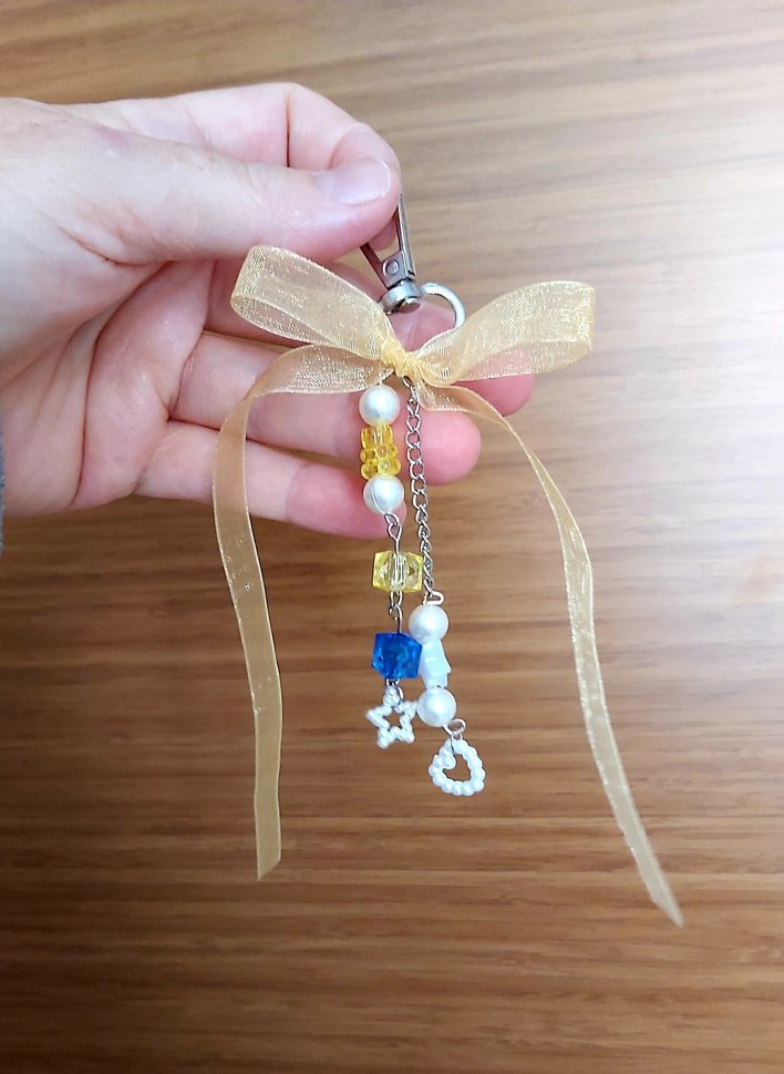 Altın Renkli Bohem Kurdeleli Anahtarlık - Görsel 2