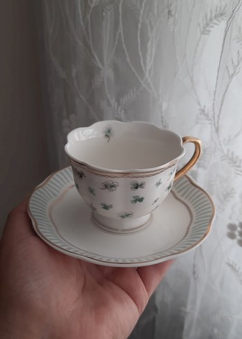 Beden beyaz Renk Lcw home yonca desenli şık fincan takımı