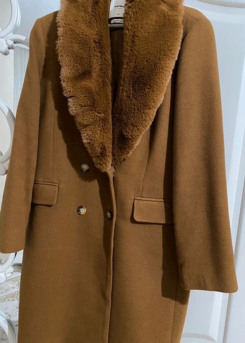 Kahverengi Kürklü Kadın Midi Kaban - Görsel 2