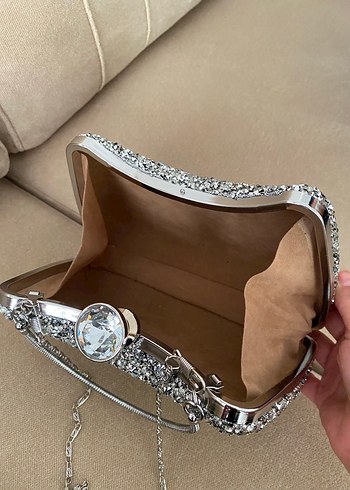 Diğer Taşlı Silver Abiye Çanta