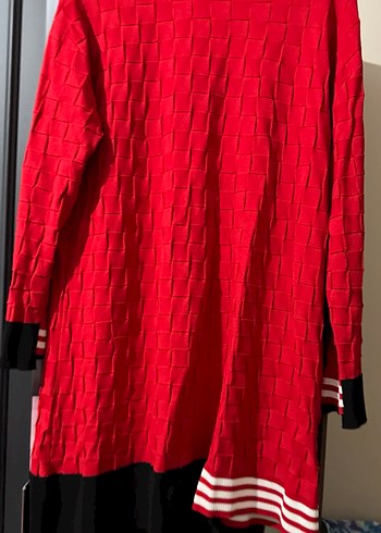 Kırmızı Kareli Uzun Kollu Triko Elbise İnvee - Görsel 2