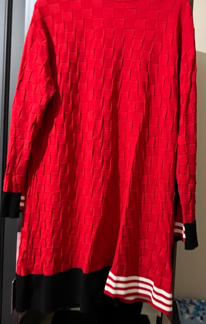 Kırmızı Kareli Uzun Kollu Triko Elbise İnvee - Görsel 2