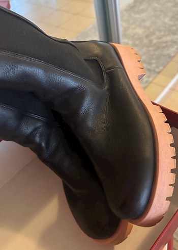 Siyah Deri Kadın Bot, - Görsel 3