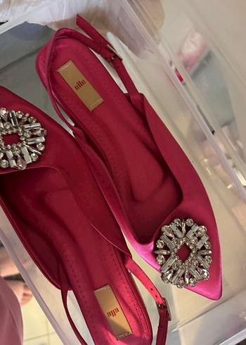 Pembe Saten Tokalı Dolgu Topuklu Abiye Ayakkabı - Görsel 2