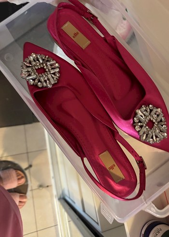 Pembe Saten Tokalı Dolgu Topuklu Abiye Ayakkabı - Görsel 3