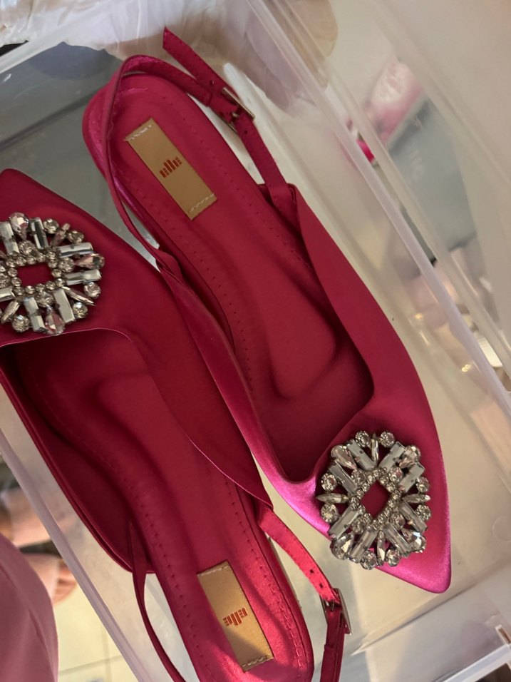 Pembe Saten Tokalı Dolgu Topuklu Abiye Ayakkabı - Görsel 2