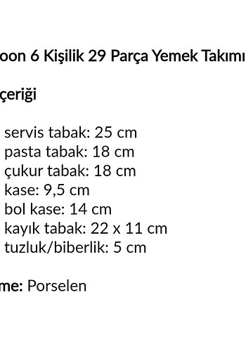 Beden beyaz Renk ACAR FULL MOON Yemek Takımı