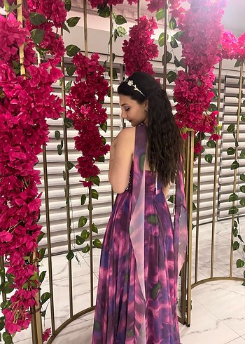 Mor Bağlamalı Uzun Bohem Elbise - Görsel 2